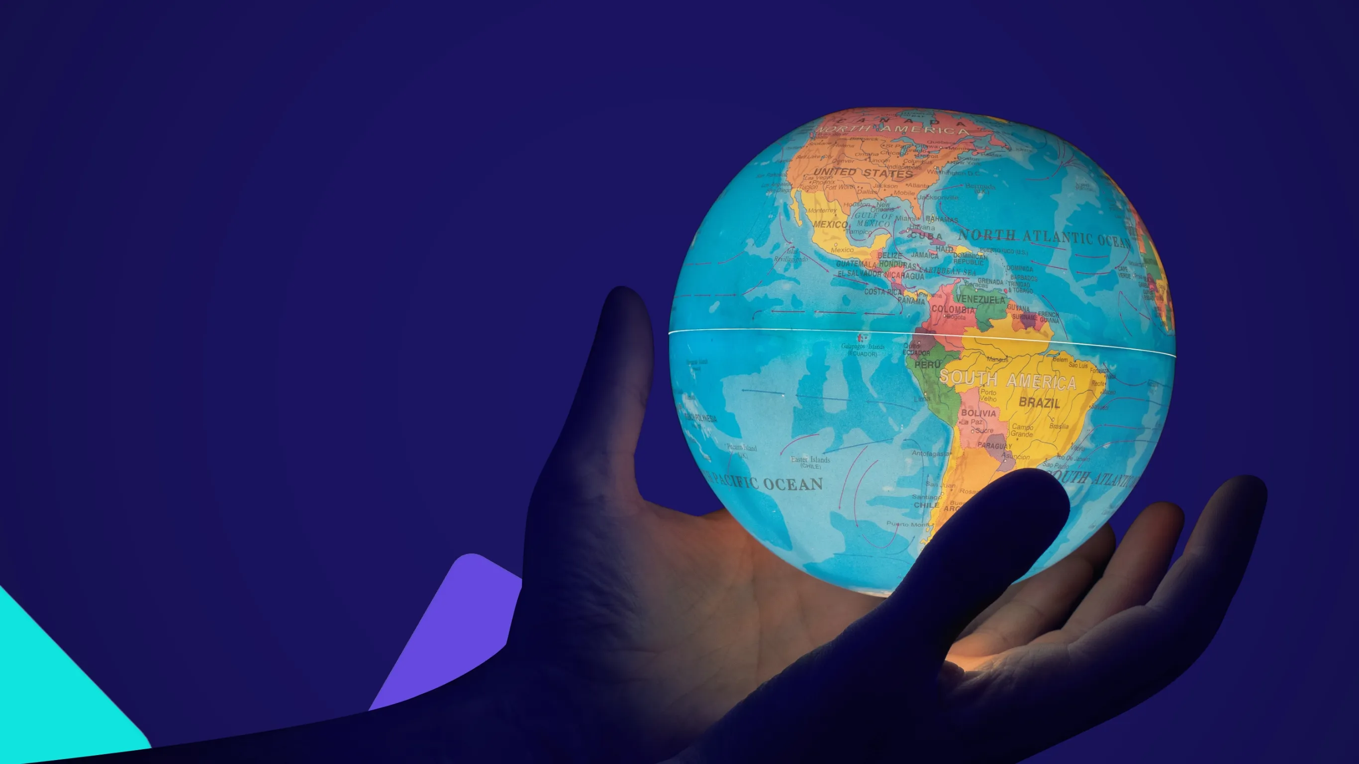 Hands holding Glowing globe